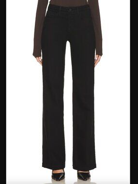 $285 NWT L'Agence Black Clayton High Rise Wide Leg Denim Pants size 25/28"